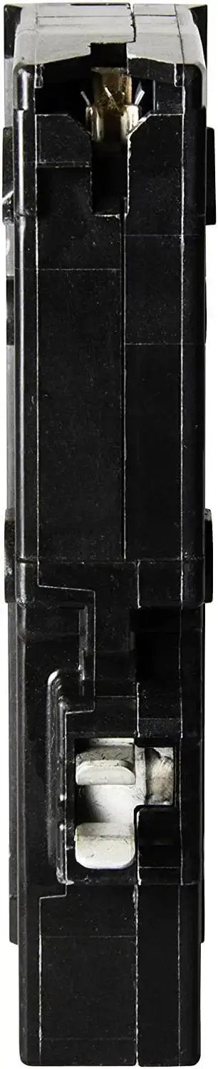 Side view of Homeline 15 Amp One Pole Arc Fault Circuit Interrupter CAFI CAFCI 120 Volt AC Breaker With 10kA Breaking Capacity No Fuss Install Plug On Neutral Plug In Mount For Residential Use.
