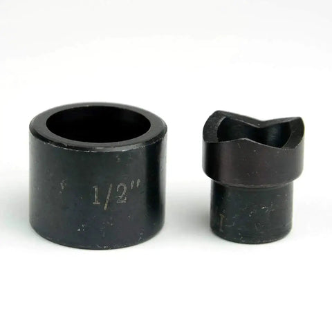 One Half Inch Conduit Punch And Die For Hydraulic Knockout Driver Kit, 9 Ton Punch, 0.86 Inch Holes, 0.430 Inch Draw Studs
