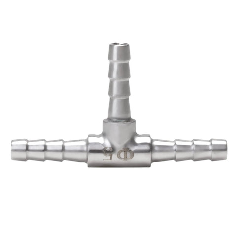 DERNORD 2-pack stainless steel hose barb 3-way tee fitting with three 3/16 in barb connections