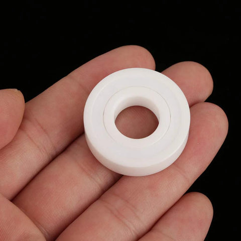 6001-2RS white ceramic bearing race, double-sealed, 12x28x8mm, front view