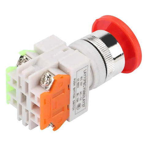 Emergency Stop Button Self Locking Mushroom Push Button Switch 22mm Mount Insulated Design for industrial machinery