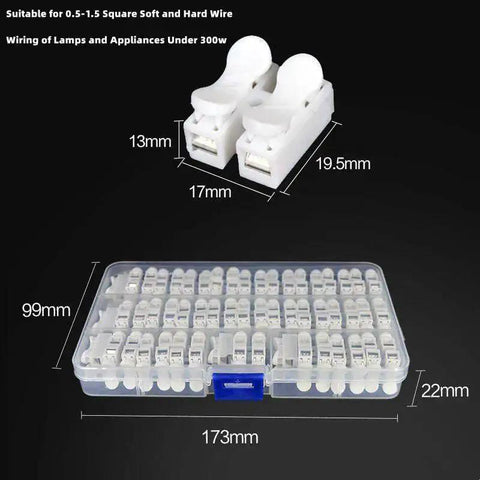 Push Quick Wire Connector Kit 55 Piece Boxed Set With Spring Type Cable Connectors White Terminal Block For DIY Home Lighting Projects And Automotive Wiring Durable Flame Retardant Engineering Plastic Construction