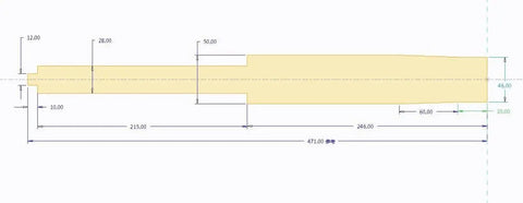 Technical diagram of Heavy Duty 5.5 Inch Gas Lift Cylinder Replacement For Office Chairs, 450 Lb Capacity, showing dimensions.