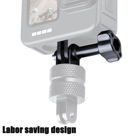 316 Stainless Steel Thumbscrew For GoPro Hero 5 Through 11 And Insta360 One R X3 X2 1/4 Inch Standard Screw Hole installed on camera