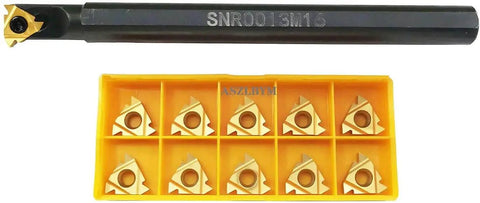 SNR0013M16 CNC Lathe Internal Threading Boring Bar Kit With 11 AG60 Carbide Inserts And T15 Wrench, 150mm Overall Length