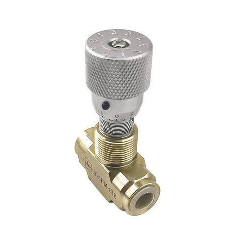 Heavy-Duty Hydraulic Needle Valve With 3/8 NPT Connection In Carbon Steel, rotatable knob, 5000 PSI flow control system component