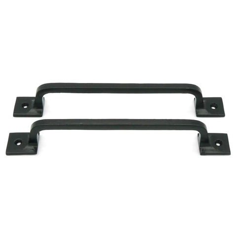 Black Cast Iron Pull Handles 9 Inch Square Base Set Of 2 Durable Powder Coated Finish For Cabinet Doors Gates Barn Doors And Interior Exterior Use