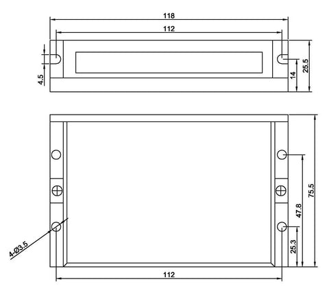 Technical drawing showing dimensions for CNC Stepper Motor Driver DM542T V4.0 Upgrade with 5V 24V logic selector.