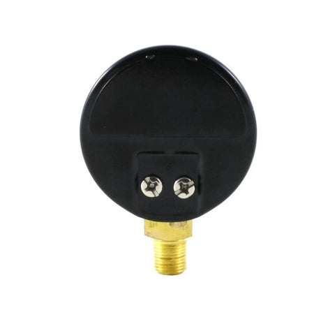 SÜA 2-inch high‑pressure gauge for oxygen regulator, black circular housing with brass threaded connector