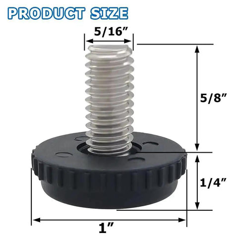 Stainless Steel Adjustable Furniture Levelers 10 Pack 5/16-18 Screw In Threaded Feet Product Dimensions