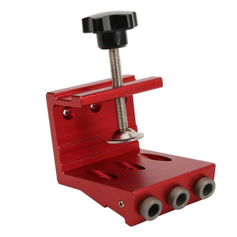 Red Pocket Hole Drill Guide Aluminum Alloy Woodworking Jig For Precise Hidden Joints And Fast Furniture Assembly