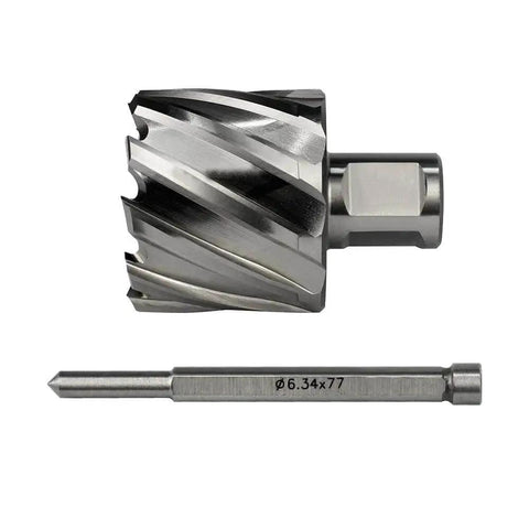 1.75 Inch Annular Cutter With 0.75 Weldon Shank And Pilot Pin For Magnetic Drill Press, HSS Slugger Kit Includes 1 Cutter And 1 Pilot Pin In Plastic Case, Re Sharpenable For Burr Free Holes And High Precision Cutting