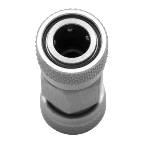 HMKUGO 8mm stainless steel paintball quick-disconnect coupling, female connector, front view