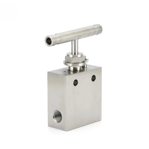 High Pressure 20000 Psi Ultra High Needle Valve Stainless Steel for Hydraulic Systems, one quarter inch port, precision flow control