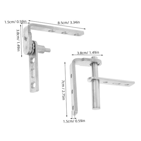 Heavy Duty Stainless Steel Pivot Hinge Set For Saloon Doors with Auto Close Function Concealed Design For Hidden Bookcase Doors Dual Mount For Easy Install Durable And Reliable For Home Use, side view showing dimensions and hole placements.