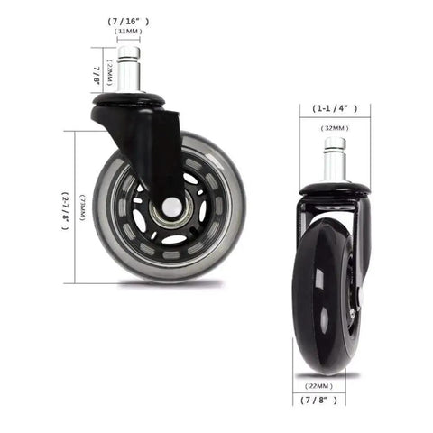 Office Chair Caster Wheels Set Of 5 Heavy Duty And Floor Safe For All Surfaces Including Hardwood 3 Inch Rubber Replacement Wheels