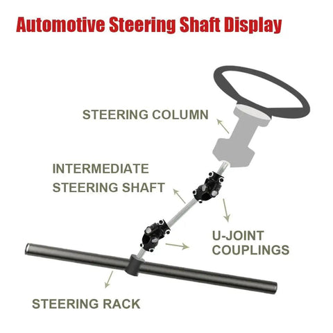 Diagram showing 36 Inch Three Quarters DD Steering Shaft For Universal U Joints with U-joint couplings and steering rack connections.