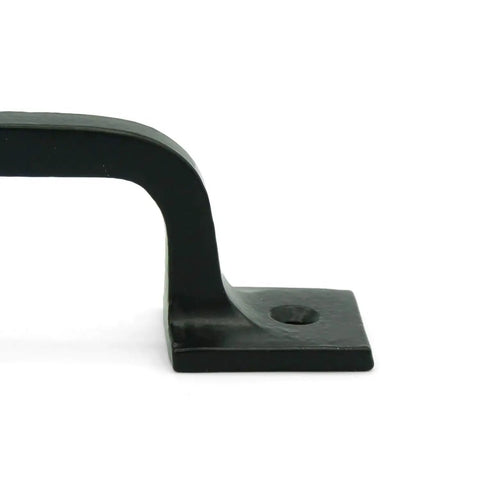 Side view of Black Cast Iron Pull Handles 9 Inch Square Base Set Of 2 Durable Powder Coated Finish for cabinets and doors.