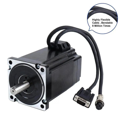 Beefy Closed Loop Stepper Motor Kit For CNC And 3D Printers, 9.0Nm Nema 34 With CL86T Driver V4.1, shown with cables