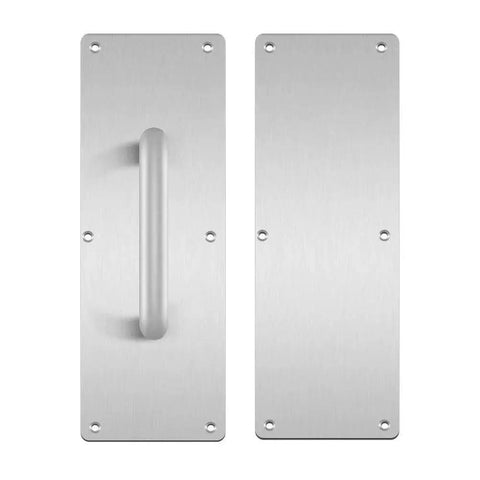 304 Stainless Steel Satin Finish Door Handle Set With Pull And Push Plates, 180mm Hole Distance, 200mm Handle Length