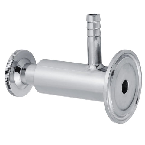 Stainless steel sanitary sampling valve with clamp ferrule and elliptic handle, 50.5 mm OD