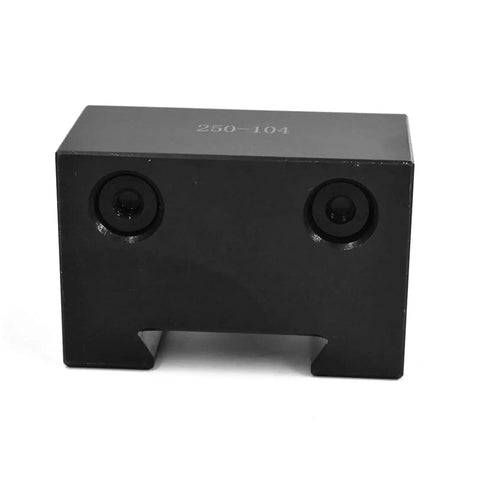 Front view of Heavy Duty 250-104 Wedge Type Piston Quick Change Tool Holder for CNC Lathe and Mini Lathe in black steel.