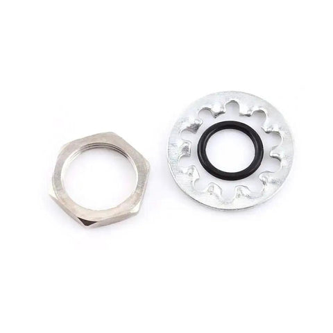 Washer and hex nut components from 12V LED Dash Panel Indicator Lights Kit For Cars, Bikes, And Boats, 14mm, Multi Color Red Blue Green