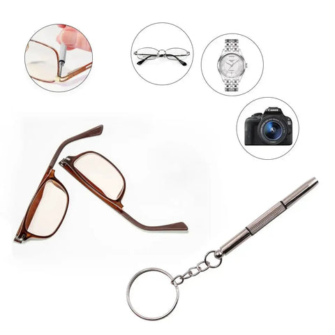 12 Pack Eyeglass Screwdriver Keychain Set Mini 3 In 1 Flat Phillips Hex Drivers Pocket Size with eyeglasses and tools