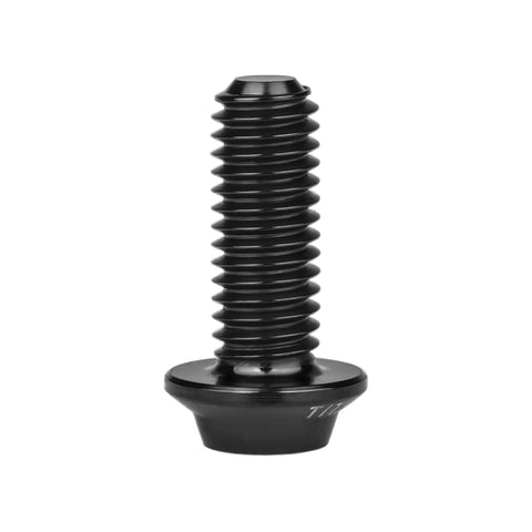Close-up view of a single black Titanium M3x10mm Torx T10 Bicycle Bolt from the Lightweight 6AL4V Titanium Alloy Fasteners Set.