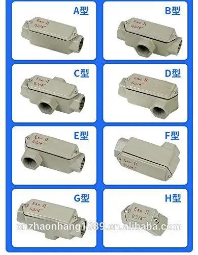 Different models of explosion proof junction box for three way angled wiring with BHC ports, suitable for G2-G4 series.