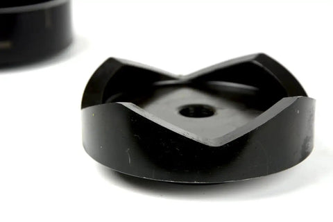Beefy Four Inch Deep Draw Conduit Punch And Die For Hydraulic Knockout Driver close-up showing circular steel design.