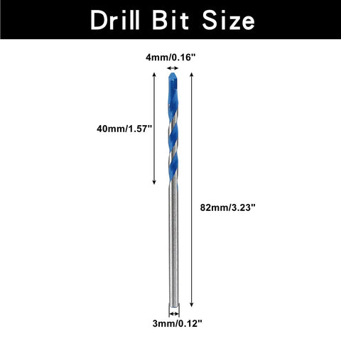 Durable 10 Piece 4mm Masonry Drill Bit Set With Carbide Tips For Concrete Tile Glass Ceramic Brick And Wood 82mm Overall Length