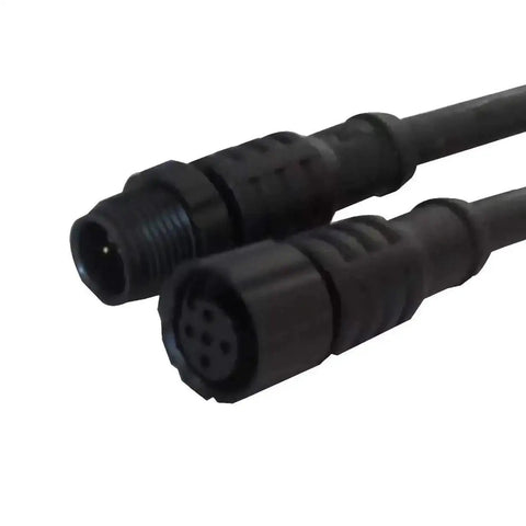 Close-up of NMEA 2000 15 Foot Backbone Drop And Extension Cable connectors for marine networks, compatible with Garmin Lowrance Simrad BG Navico.