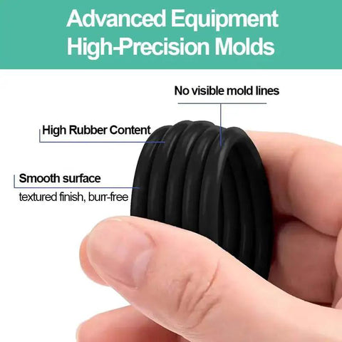 Close-up of hand holding rubber seals from 225 Piece O Ring Kit With 20 Size Rubber Seals For Pipe Valves And Mechanical Equipment