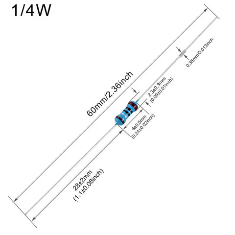EDGELEC blue metal-film axial resistor, 5.1k ohm, 1/4W, single component