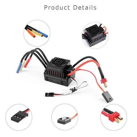 4300Kv Brushless Motor With 60A ESC, 20Kg Servo, And 25T Servo Arm For 1/8 And 1/10 RC Cars And Boats components detail view