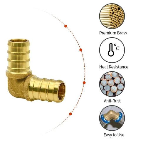 10 Pack Brass PEX Elbow Fittings One Half Inch 90 Degree for PEX Tubing Durable Potable Water Approved SDWA 2014 Compliant