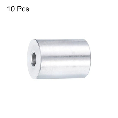 Beefy Aluminum Spacer Set Ten Pieces Quarter Inch Bore Spacer With Three Quarter Inch Outer Diameter And One Inch Length Standoff Bushings For Screws Bolts And Rods Plain Finish Round Metal Spacers, front view