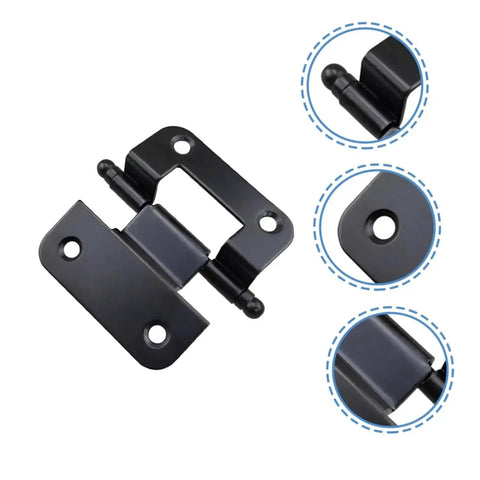 Heavy Duty Black Iron Kitchen Cabinet Door Hinges Set For Heavy Doors Six Pack 6.5 cm By 4 cm Replacement Hinges With High Load Bearing Capacity