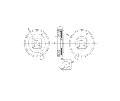 FPBIGCHA electromagnetic brake RWB12 miniature - technical blueprint with front and side views