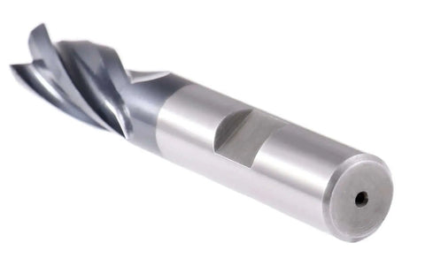 Side view of M42 8 Percent Cobalt TiAlN Finishing End Mill For CNC Center Cutting With Half Inch Shank And Half Inch Cutting Diameter