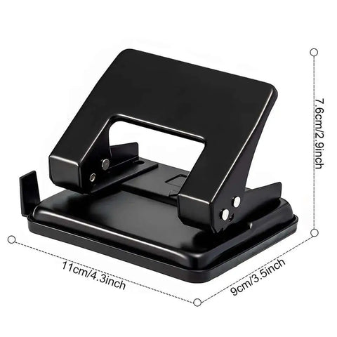 Heavy-Duty 2-Hole Punch Handheld Paper Punch for 20-Sheet Capacity With 50 Percent Less Effort and Built-In Waste Tray, black metal punch