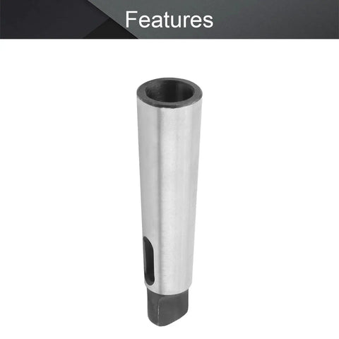 Othmro Morse taper adapter reducing drill sleeve; silver metal tube with hollow bore and square end.