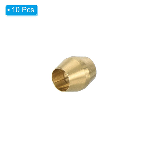 Brass compression sleeve ferrule, 1/8 in ID, for water/oil/air piping, 10 pcs