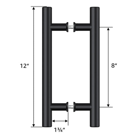 12 Inch Push Pull Sliding Barn Door Handle Double Sided Black Finish Carbon Steel Construction for Easy Inside Outside Operation Smooth Comfortable Grip Durable Stable Hardware for Interior Sliding Doors 1 Pack