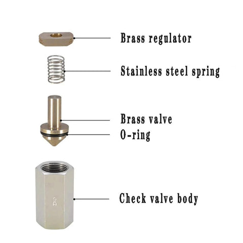 Joywayus air check valve set, brass regulator, stainless steel spring, brass O-ring, check valve body, pack of 2