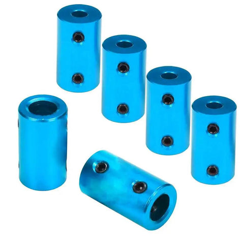 6 Pack Aluminum Alloy Shaft Couplers For DIY Projects Rigid Stepper Motor Wheel Connectors 5mm To 5mm in blue finish
