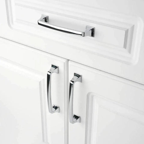 10 Pack 5 Inch Polished Chrome Kitchen Cabinet Pulls And Handles Set Solid Metal Contemporary Square Arch Cabinet Hardware installed
