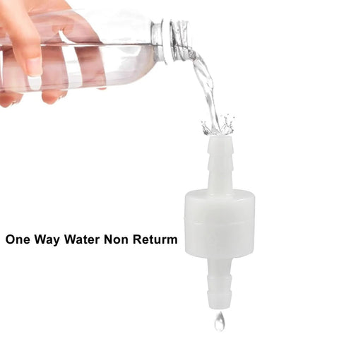 1/4 inch inline check valve, PVDF plastic, white, one-way non-return valve with barbed fittings
