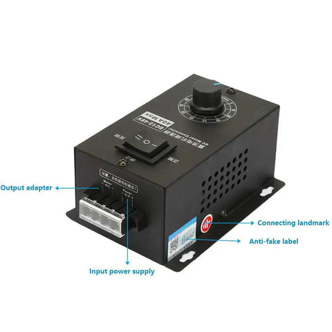 Beefy DC Motor Speed Controller For Power Projects 12V To 48V 40A PWM Brush Motor Governor with labeled components view